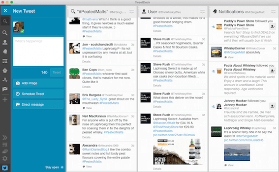Bildschirmfoto von TweetDeck mit Nachrichten während des TT