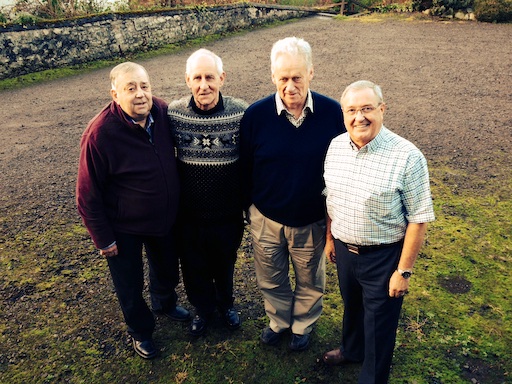 Toasting the Spirit of Speyside Whisky School are its founding fathers, from left, Dr Tim Dolan, Charles Smith, Ed Dodson and Peter Warren