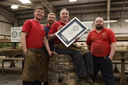 Speyside Cooperage, Scotland GUINNESS WORLD RECORDS ™ Speyside Cooperage – Fastest time to build a 190 litre barrel On Saturday 29th April 2017