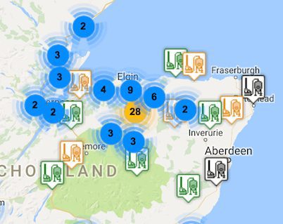 Karte schottischer Destillerien