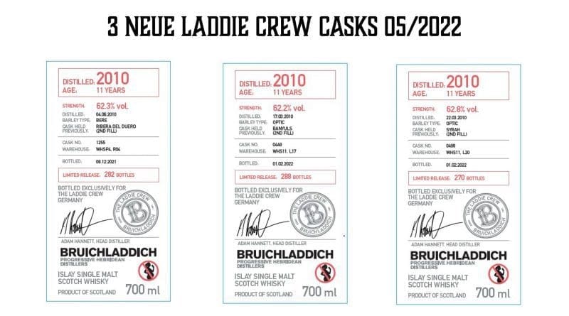3 neue Laddie Crew Casks 05/2022