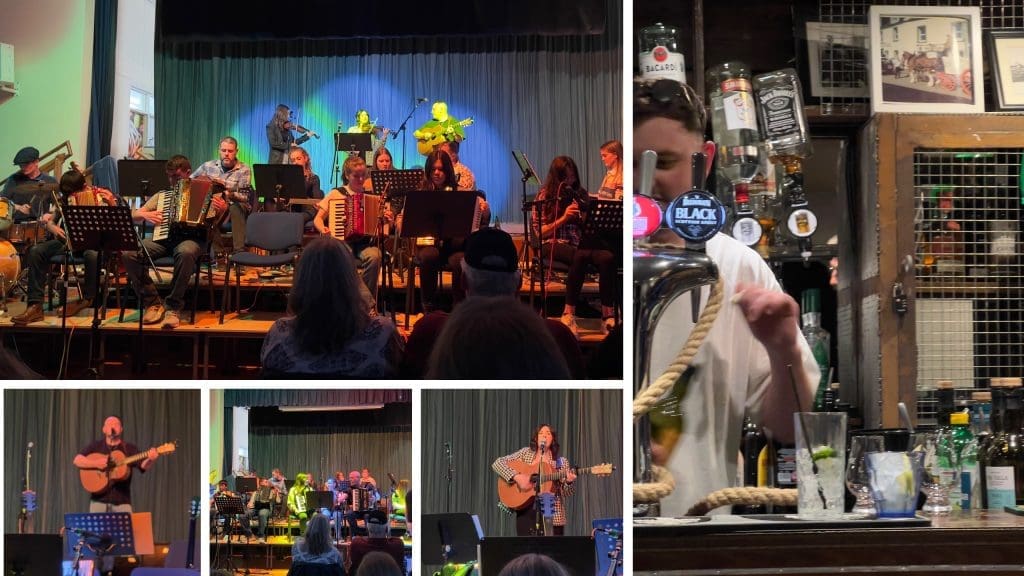 Solisten und Band im Konzert. Bar Take-over von Mac-Talla