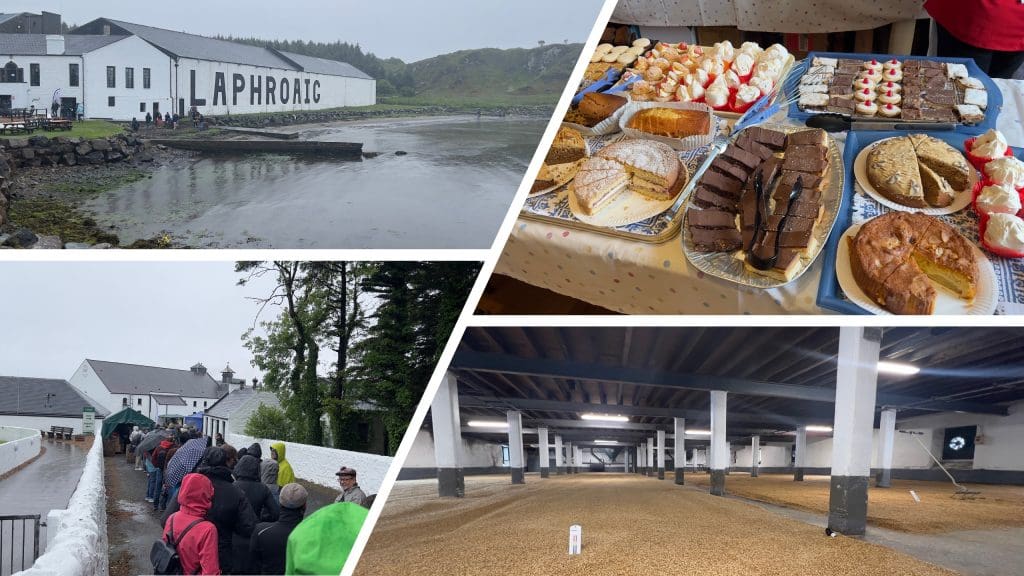 Bei Regen starten wir den Tag erst Mal mit einem Kaffee und Kuchen bei Laphroaig bevor es zu unserer Führung auf den Malting Floor geht